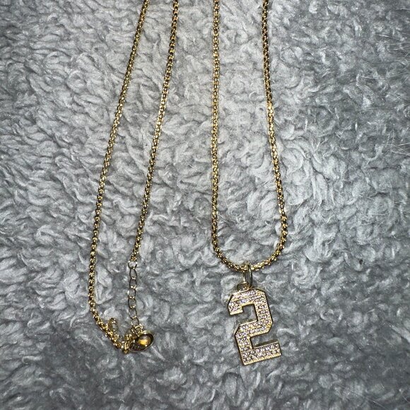 Goldtone Number 2 Pendant CZ - Picture 4 of 4